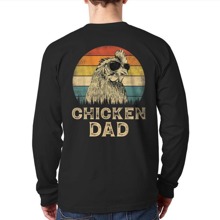 Vintage Chicken Dad Chicken Lovers Daddy Father's Day Long Sleeve T-Shirt Back Print