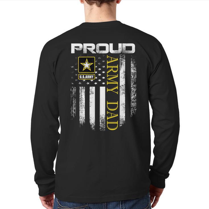 Vintage Proud Army Dad With American Flag Long Sleeve T-Shirt Back Print