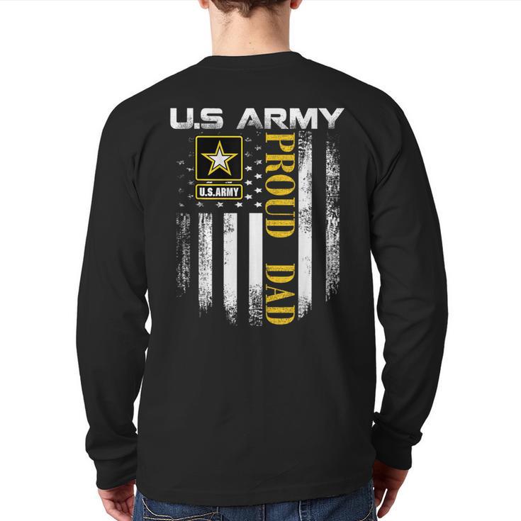 Vintage US Army Proud Dad With American Flag Long Sleeve T-Shirt Back Print