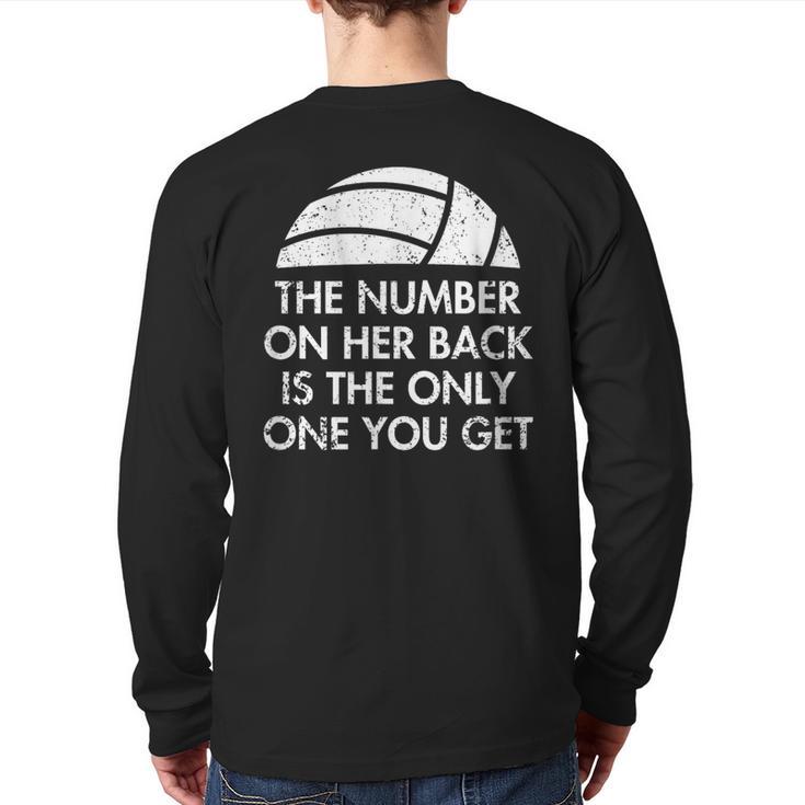 Volleyball Dad MoM Daughter Back Number Long Sleeve T-Shirt Back Print