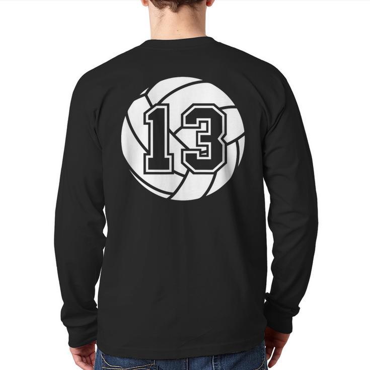 Volleyball Player 13 Volleyball Mom Dad Jersey Number 13 Long Sleeve T-Shirt Back Print