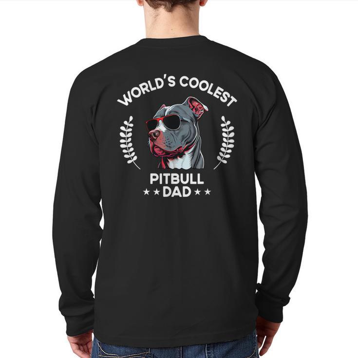 World's Coolest Dog Dad Papa Men Pitbull Long Sleeve T-Shirt Back Print