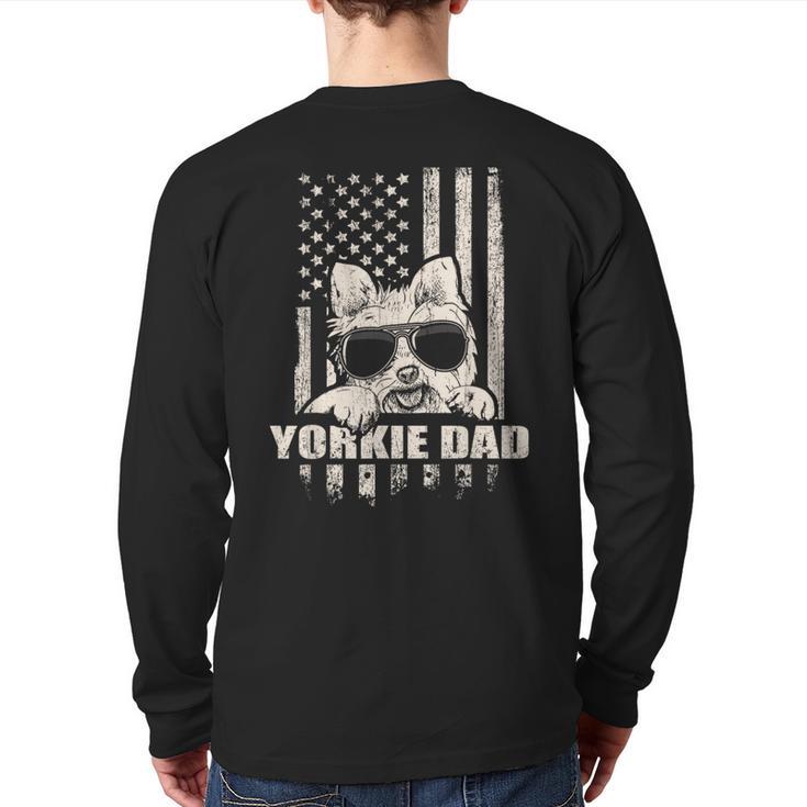 Yorkie Dad Cool Vintage Retro Proud American Long Sleeve T-Shirt Back Print
