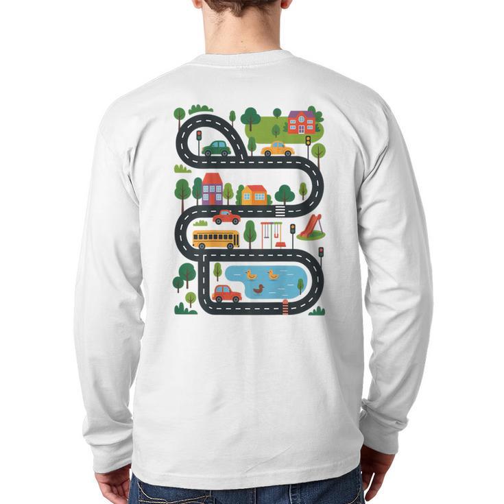On Back Tired Dads Club Car Race Track On Dad Daddy Long Sleeve T-Shirt Back Print