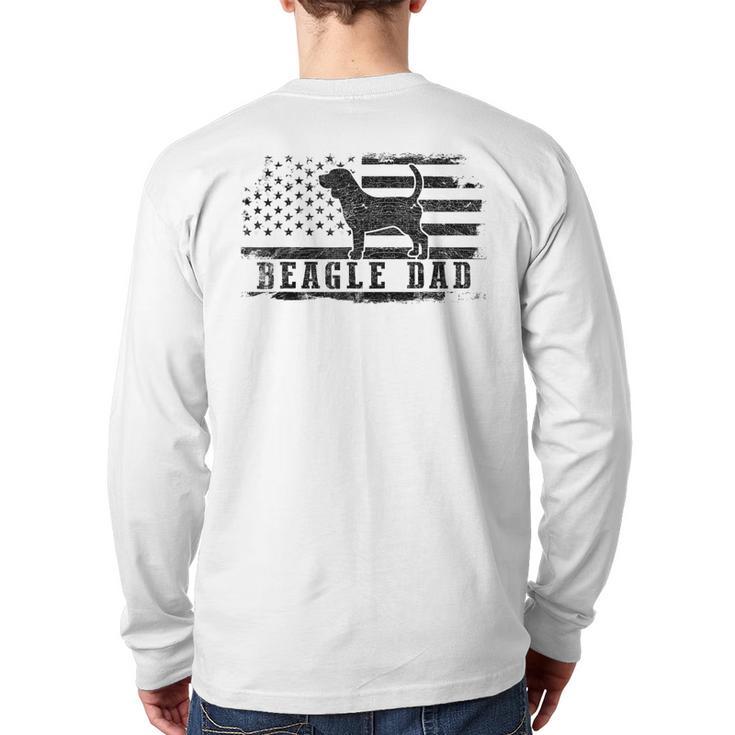 Beagle Dad Distressed American Flag Patriotic Dog Long Sleeve T-Shirt Back Print