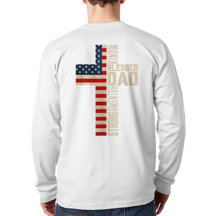 Blessed Dad Christian From Daughter Son Jesus Patriotic Long Sleeve T-Shirt Back Print