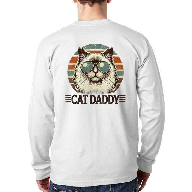 Cat Daddy Cool Ragdoll Cat Father's Day Retro Cat Dad Long Sleeve T-Shirt Back Print