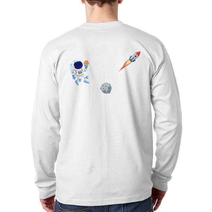 Dad Of The Birthday Boy Space Astronaut Birthday Family Long Sleeve T-Shirt Back Print