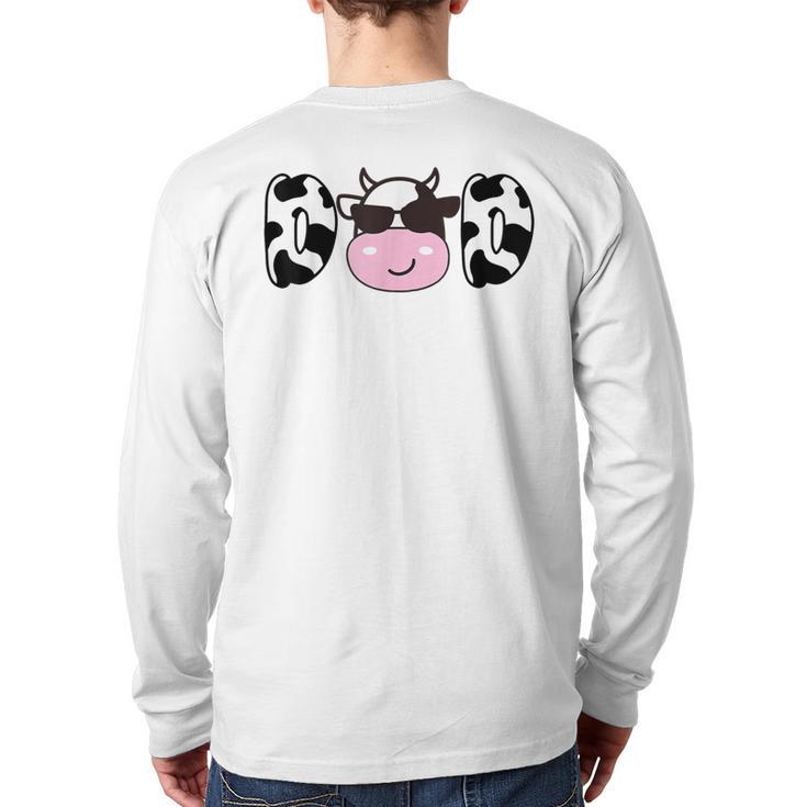 Dad Of The Birthday Girl Cow Daddy Papa Bday Matching Long Sleeve T-Shirt Back Print