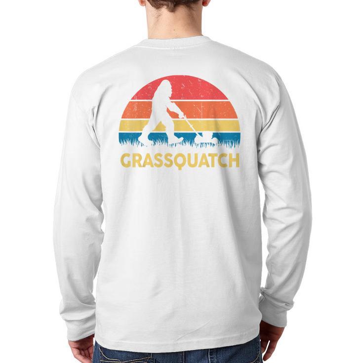 Dad Lawn Mowing Grassquatch Bigfoot Mower  Garden Long Sleeve T-Shirt Back Print