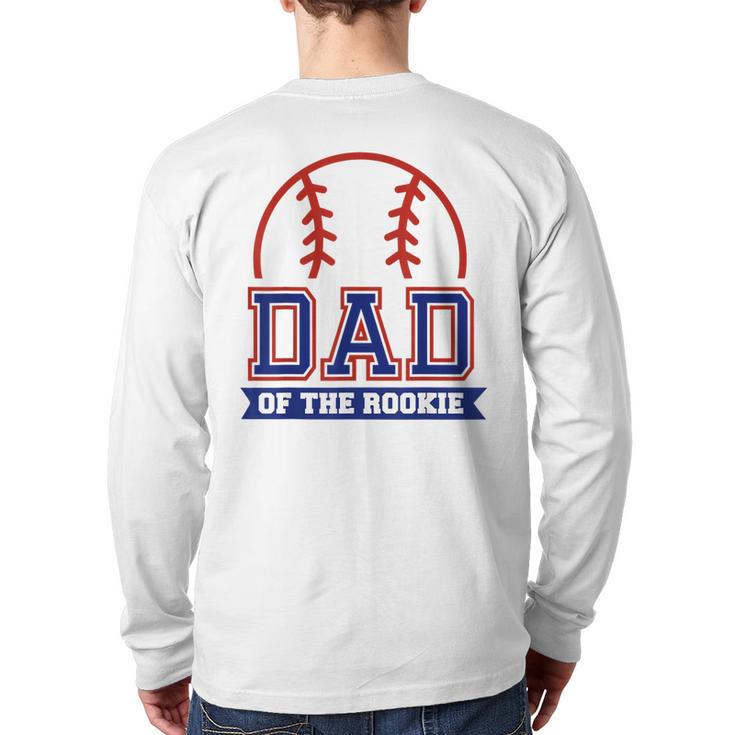 Dad Of Rookie 1st Birthday Baseball Theme Matching Party Long Sleeve T-Shirt Back Print