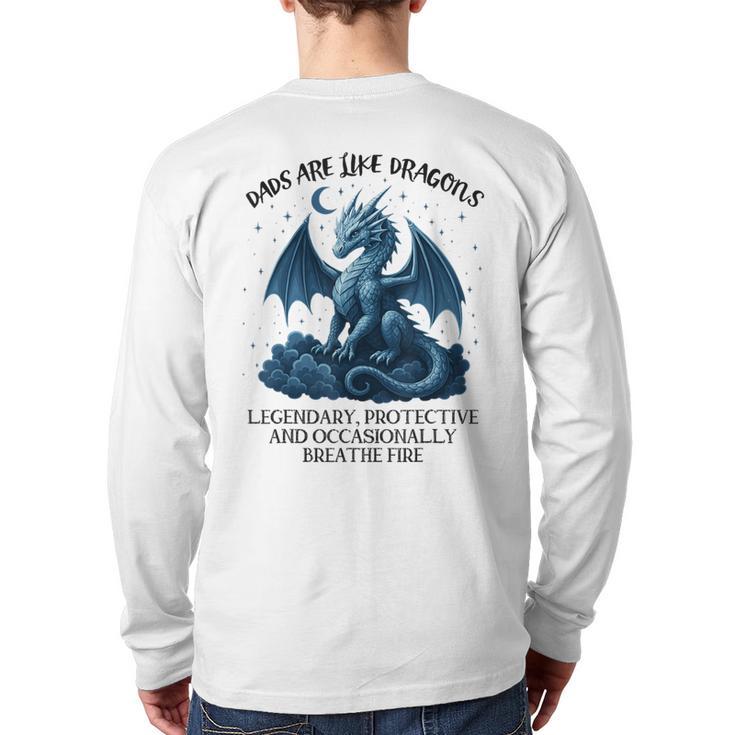 Dads Are Like Dragons Legendary Protective Fatherhood Long Sleeve T-Shirt Back Print