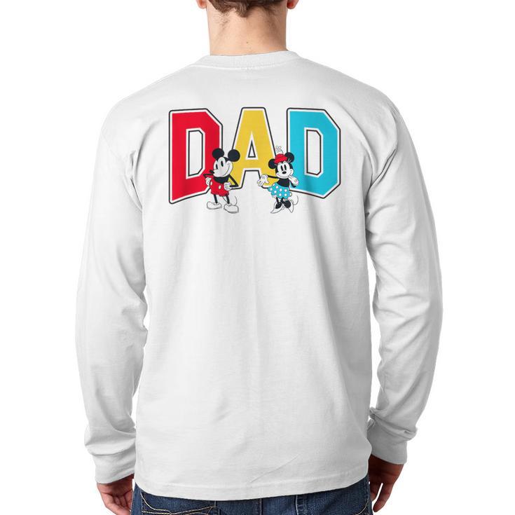 Disney Mickey And Friends Mickey Minnie Dad Collegiate Logo Long Sleeve T-Shirt Back Print