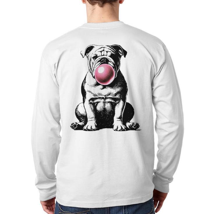 English Bulldog Bubble Gum Vintage Dog Mom Pet Dad Long Sleeve T-Shirt Back Print