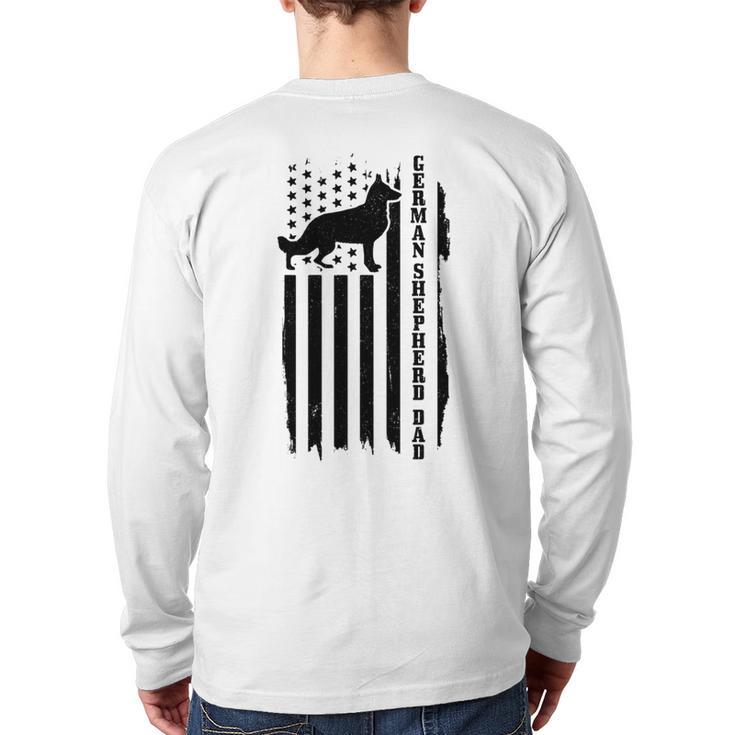 German Shepherd Dad Vintage Flag Patriotic Dog Long Sleeve T-Shirt Back Print