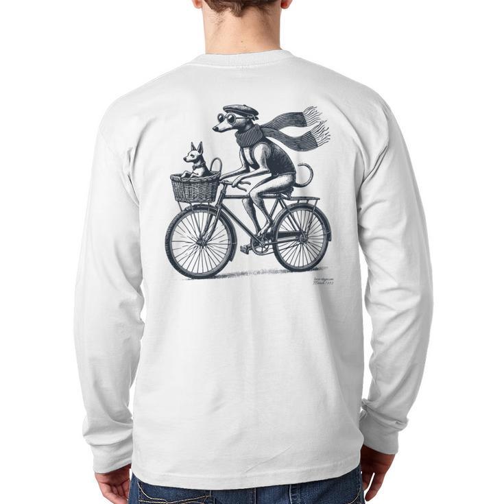 Italian Greyhound Whippet Bicycle Cycling Dog Mom Iggy Dad Long Sleeve T-Shirt Back Print