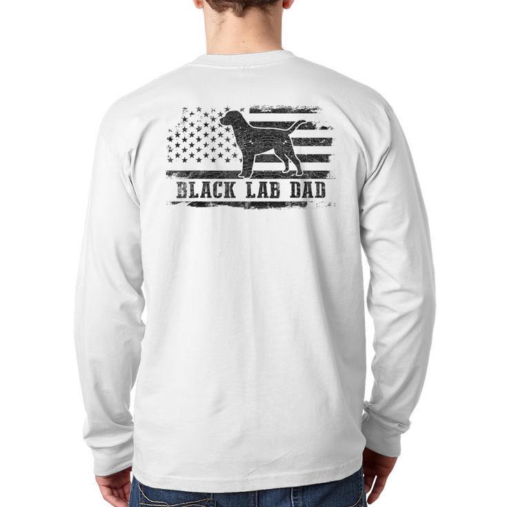 Lab Dad Distressed American Flag Patriotic Dog Long Sleeve T-Shirt Back Print