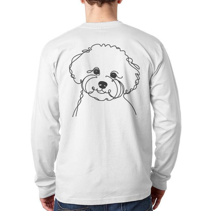 Line Art Dad Mom Dog Bichon Frise Long Sleeve T-Shirt Back Print