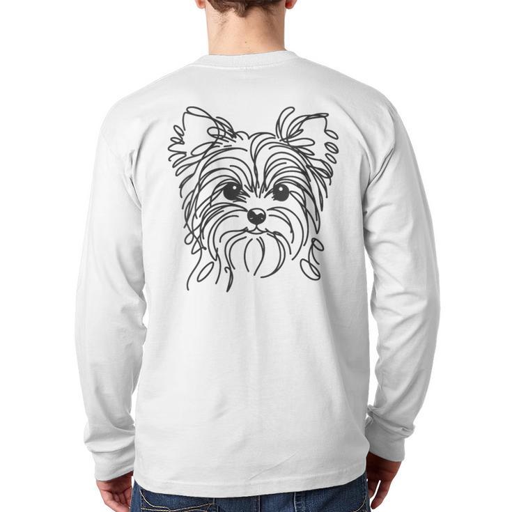 Line Art Dad Mom Dog Teecup Yorkie Long Sleeve T-Shirt Back Print