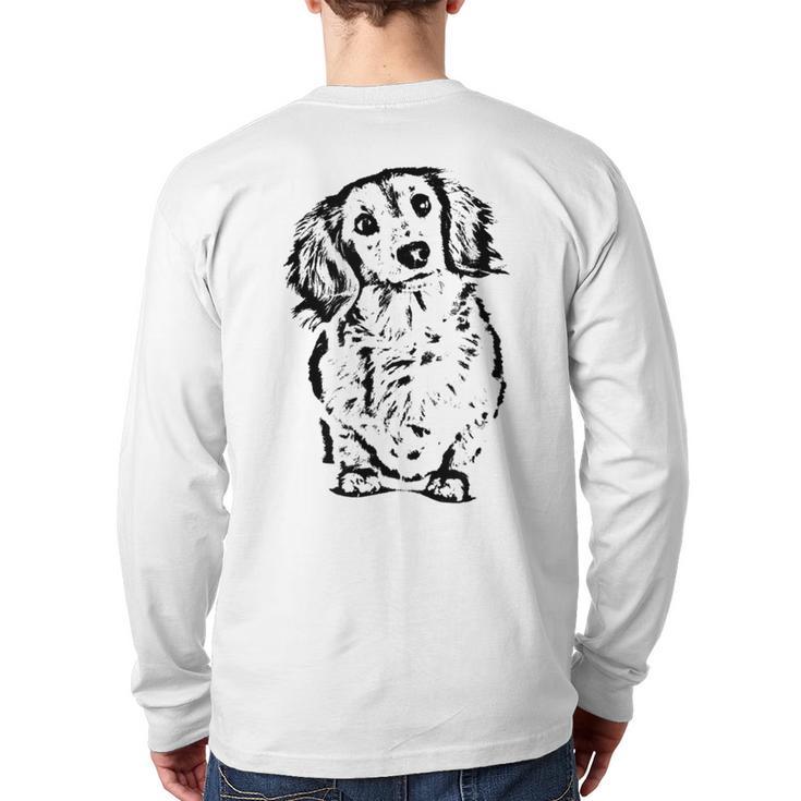 Long Hair Dachshund Lover Doxie Mom Dad Cute Wiener Dog Small Long Sleeve T-Shirt Back Print