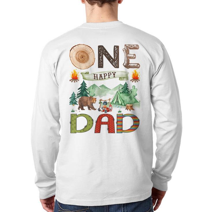 One Happy Dad Camper 1st Birthday Boy Camping Bear Long Sleeve T-Shirt Back Print