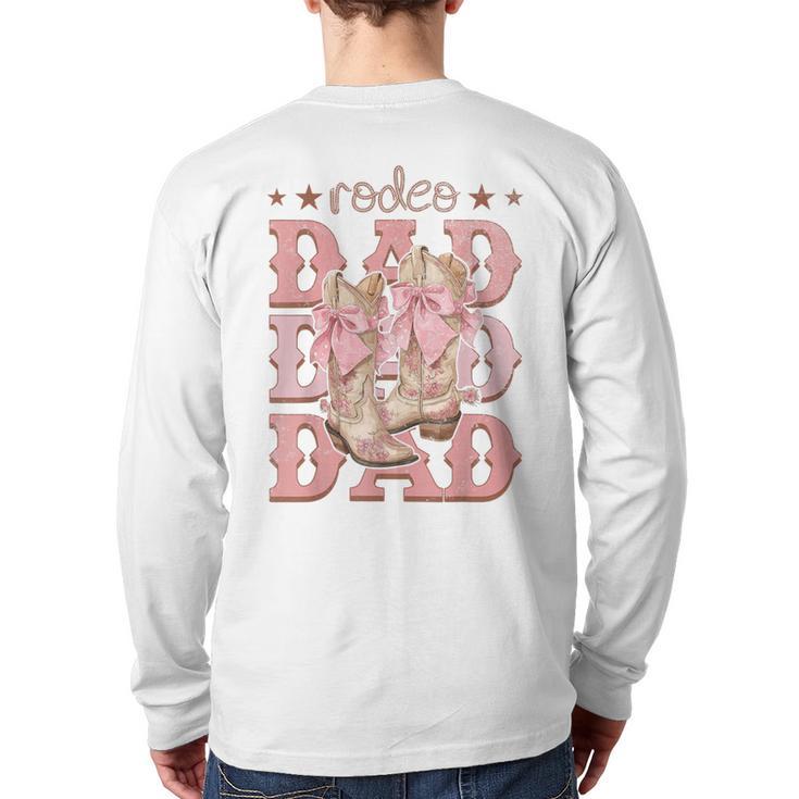 Rodeo Dad Pink Boots Coquette Cow-Girl Birthday Party Long Sleeve T-Shirt Back Print