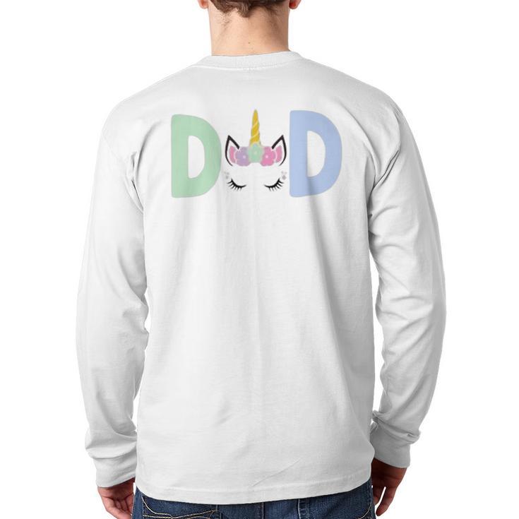 Unicorn Dad First Birthday Girl Family Matching Mama Party Long Sleeve T-Shirt Back Print
