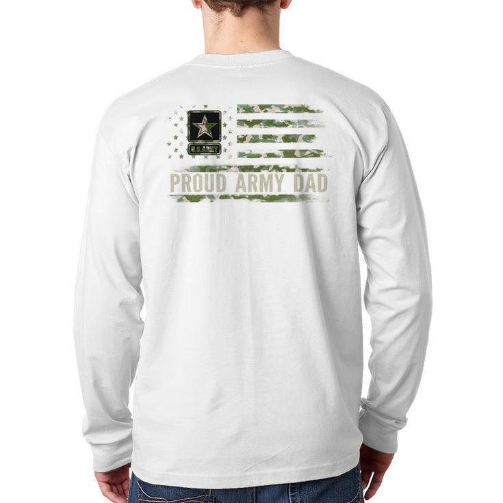 Vintage Proud Army Dad Camo American Flag Veteran Long Sleeve T-Shirt Back Print