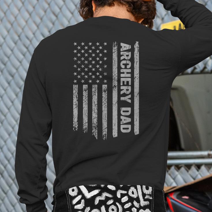 Archery Dad America US Flag Patriot Vintage Archer Long Sleeve T-Shirt Back Print