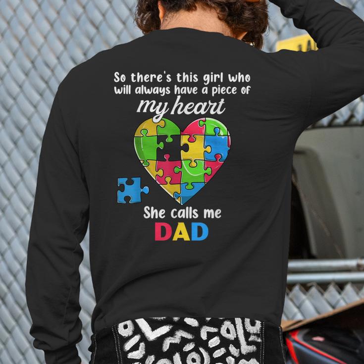 Autism Dad Of Autism Daughter Daddy Shirts Autistic Support Long Sleeve T-Shirt Back Print