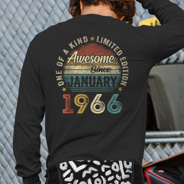 Awesome Since January 1966 60 Year Old 60th Birthday Men Dad Long Sleeve T-Shirt Back Print