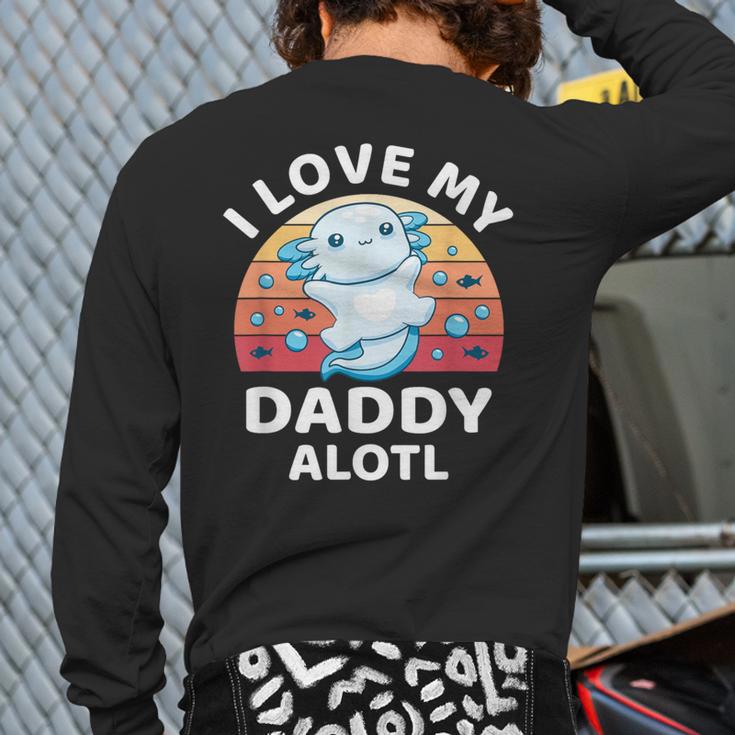 Axolotl Kids Teens Retro Sunset I Love My Daddy Long Sleeve T-Shirt Back Print