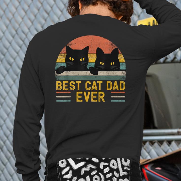 Best Cat Dad Ever Retro Style Cats Lover Long Sleeve T-Shirt Back Print