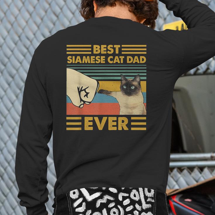 Best Siamese Cat Dad Ever Retro Vintage Sunset Long Sleeve T-Shirt Back Print