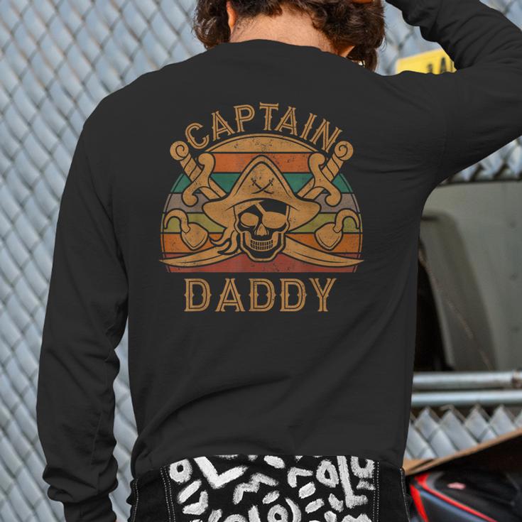 Captain Daddy Pirate Jolly Roger Flag Dad Halloween Long Sleeve T-Shirt Back Print