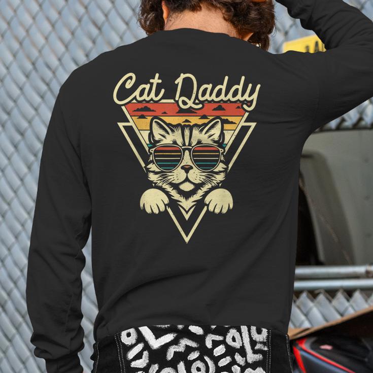 Cat Daddy Retro Sunglasses Cat Fur Dad Papa Vintage Cat Dad Long Sleeve T-Shirt Back Print