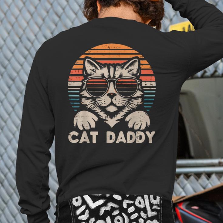Cat Daddy Sunglasses Sunset Retro Fur Dad Papa Kitten Men Long Sleeve T-Shirt Back Print