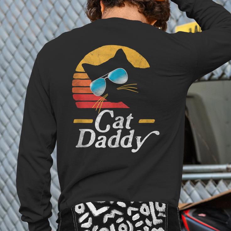 Cat Daddy Vintage 80s Style Cat Retro Sunglasses Distressed Long Sleeve T-Shirt Back Print