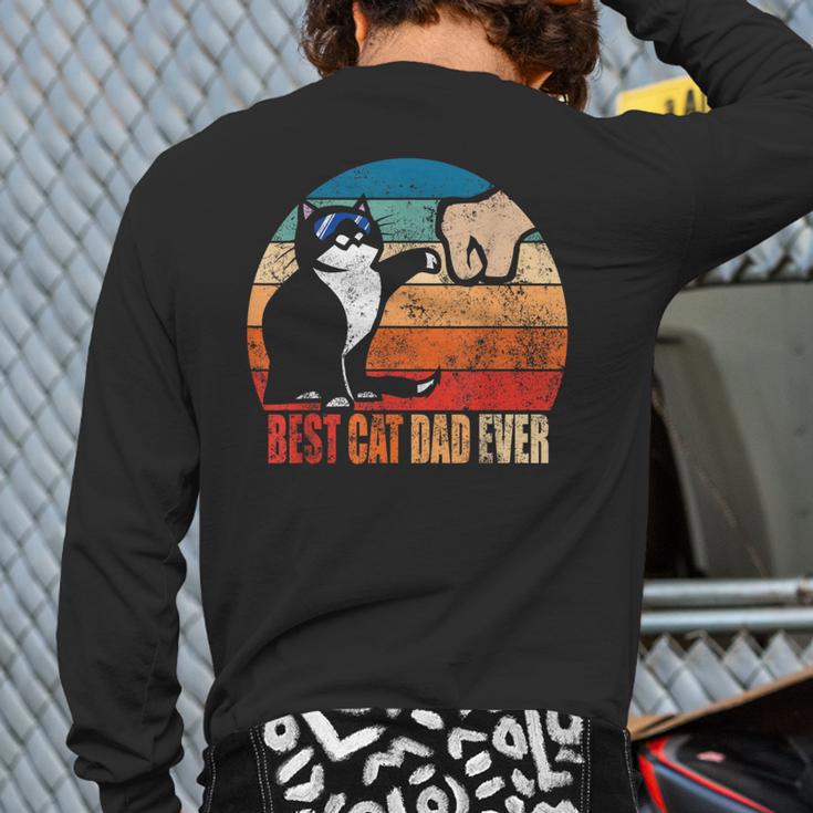 Cat Loving Daddy Fathers Day Mens None Best Cat Dad Ever Paw Fist Bump Fathers Day TeeShirt Small US Long Sleeve T-Shirt Back Print