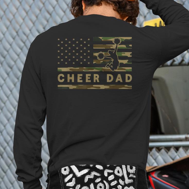 Cheer Dad Camo American Flag Cheerleader Supporter Long Sleeve T-Shirt Back Print