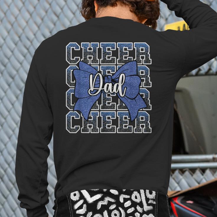 Cheer Dad Daddy Bow Sport Cheerleader Cheerleading Blue Long Sleeve T-Shirt Back Print
