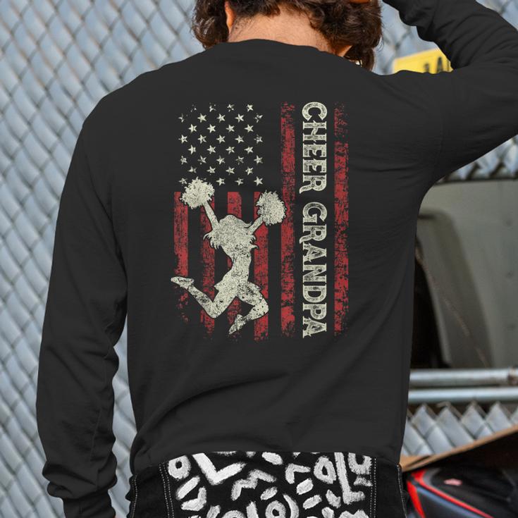 Cheer Grandpa US Flag Dad Patriotic Cheerleader Fathers Day Long Sleeve T-Shirt Back Print