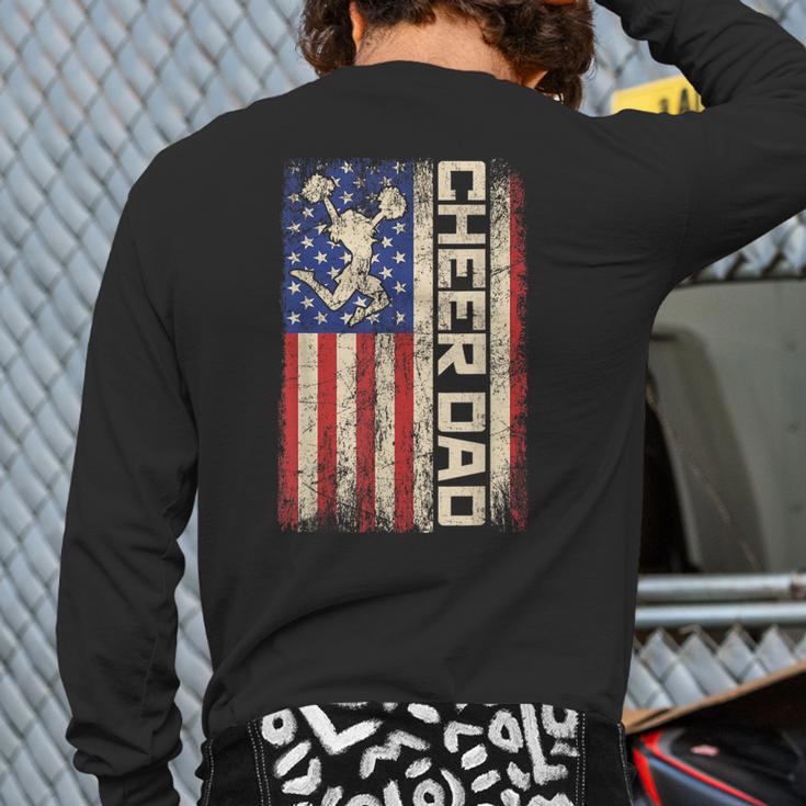 Cheerleader Dad Cheer Dad American US Flag Father Team Long Sleeve T-Shirt Back Print