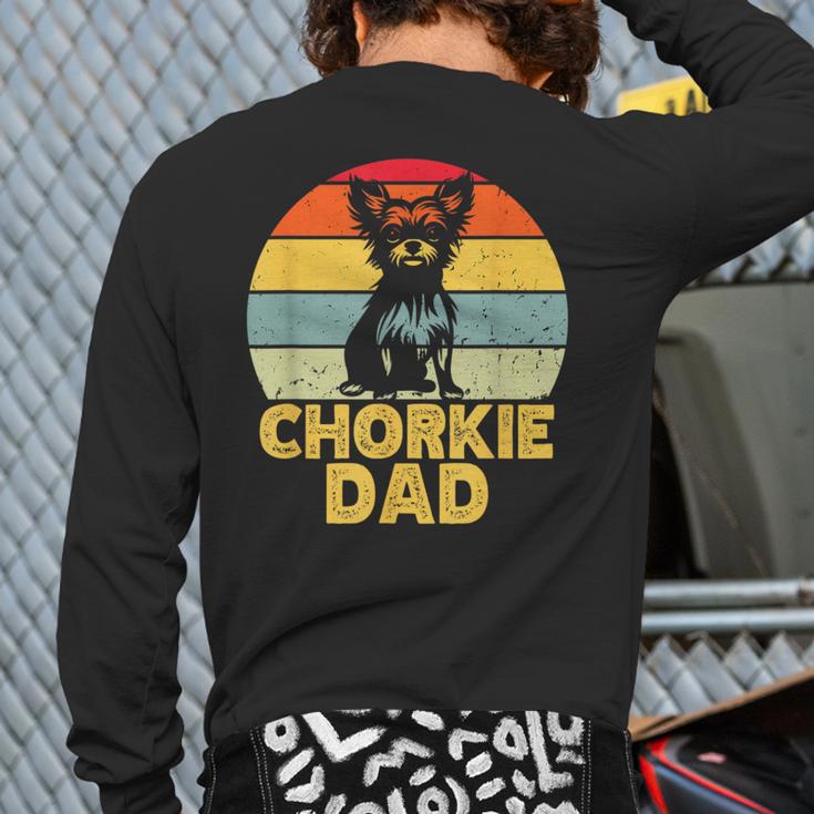 Chorkie Dad Retro Sunset Chihuahua Yorkie Mix Lover Long Sleeve T-Shirt Back Print