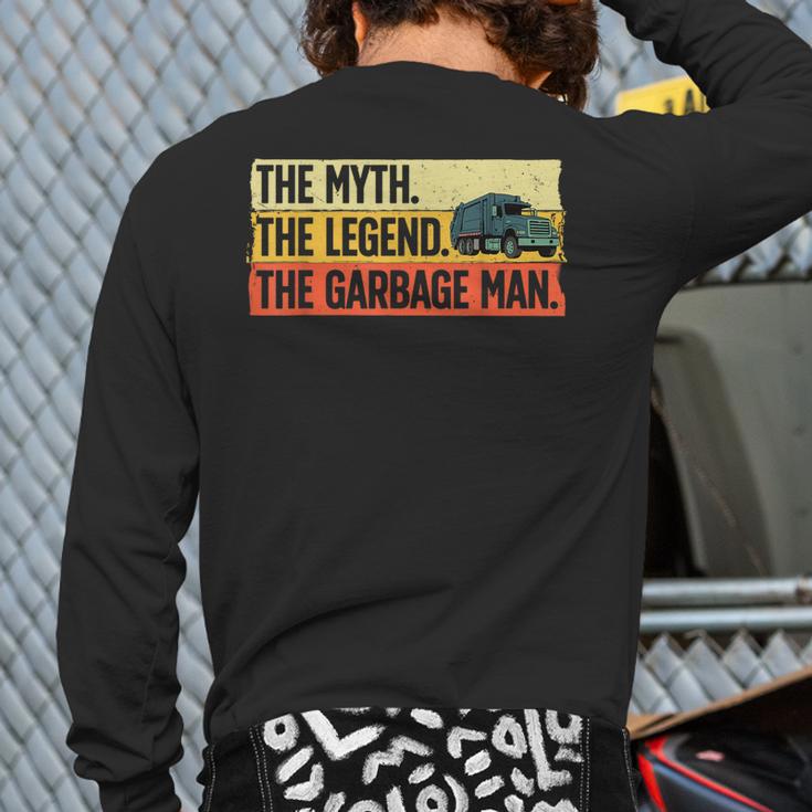 Cool Garbage Man Art For Men Dad Father Garbage Dump Truck Long Sleeve T-Shirt Back Print