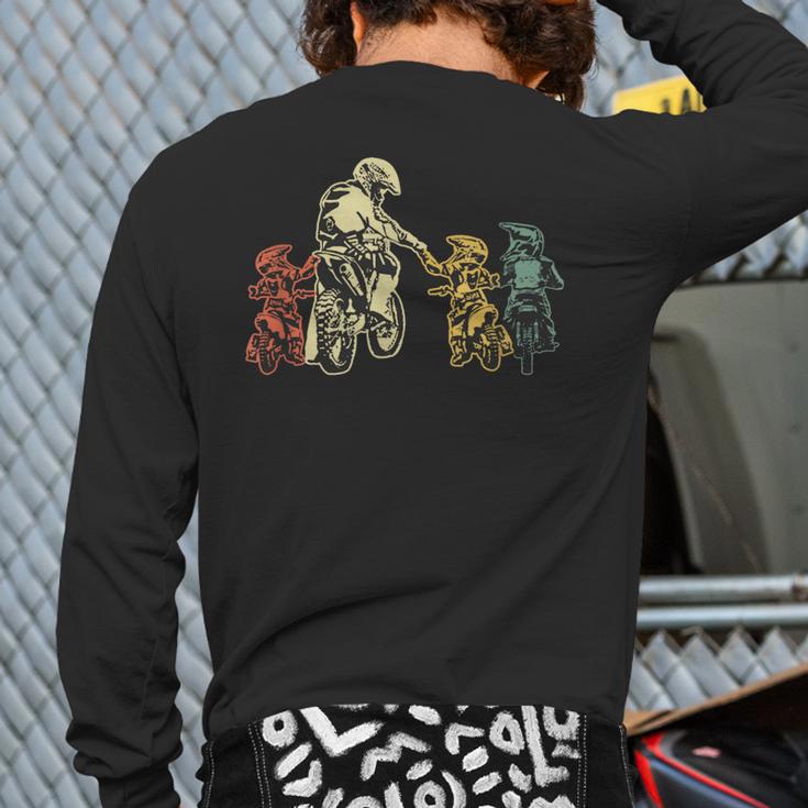 Cool Motocross Dirt Bike Biker Dad & Sons Father's Day Long Sleeve T-Shirt Back Print