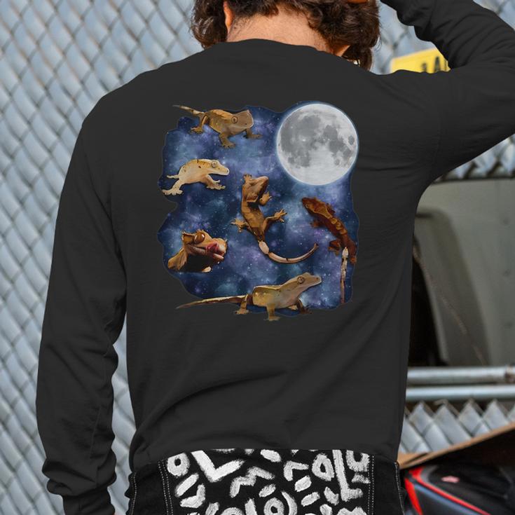 Crested Gecko Moon Retro Reptile Mom Dad Breeder Lover Long Sleeve T-Shirt Back Print