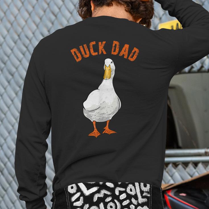 Cute Duck Dad Lover Illustration Duck Owner Long Sleeve T-Shirt Back Print