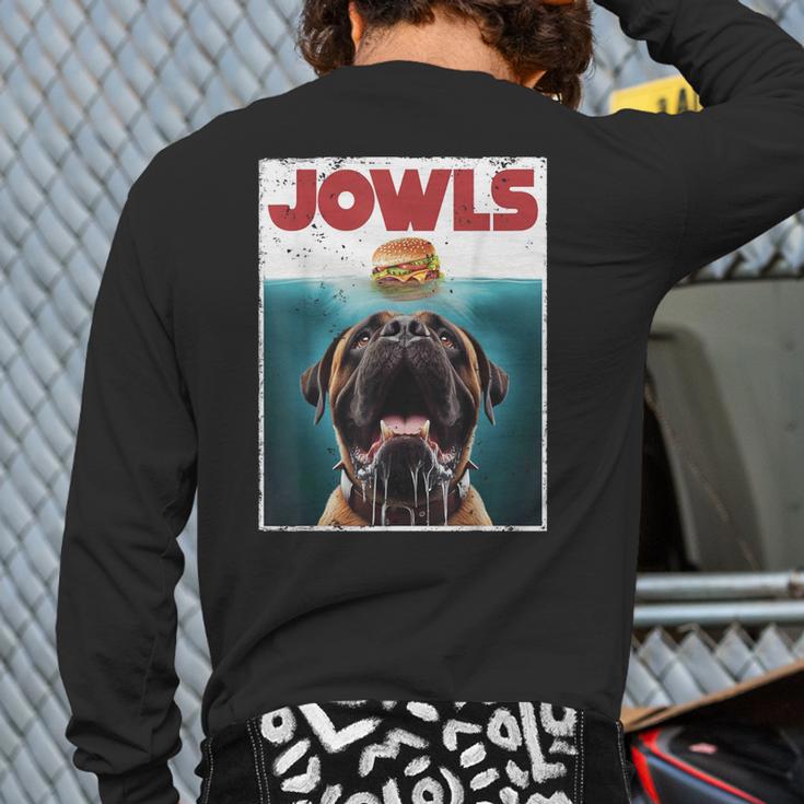 Cute English Mastiff Jowls Burger Bullmastiff Dog Mom Dad Long Sleeve T-Shirt Back Print