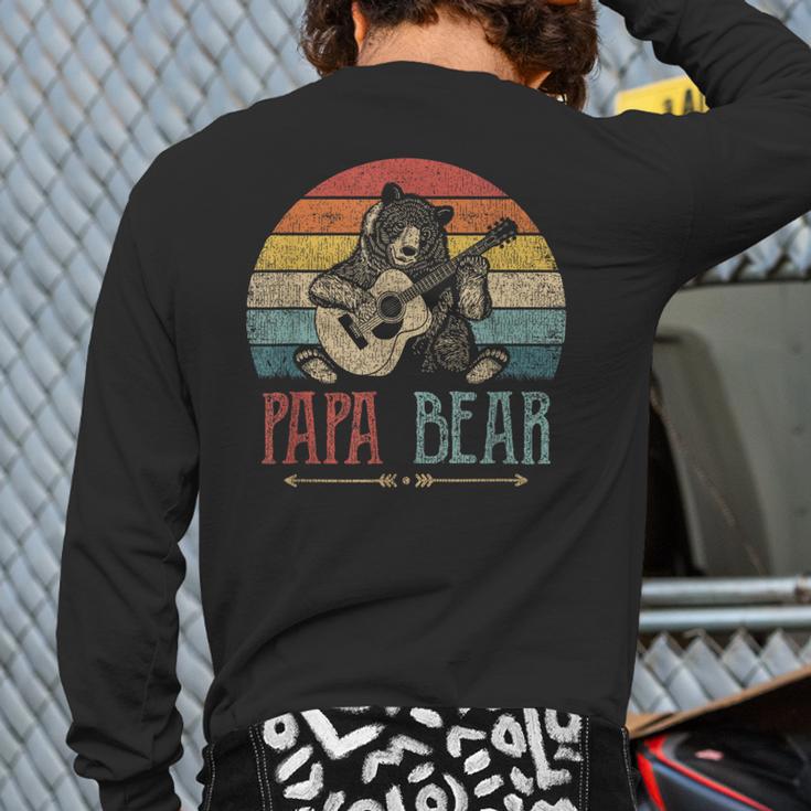 Cute Papa Bear Vintage Father's Day Retro Dad Guitar Long Sleeve T-Shirt Back Print
